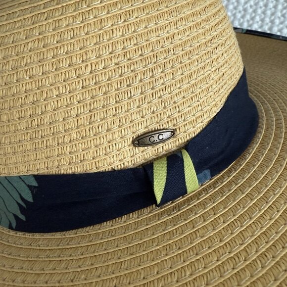 Straw Sun Hat One Size Resortwear Beach Colorful Cotton Print Beach Vacation - Picture 3 of 5